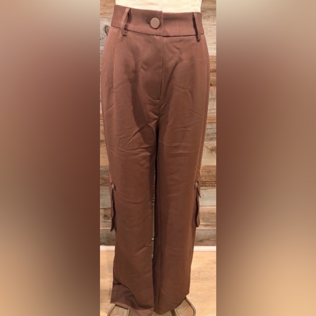 Jluxlabel Wide Leg Cargo Pants In Brown